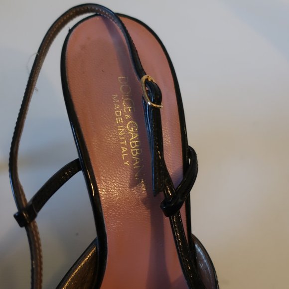 Womens D&G Dolce & Gabbana Black Pointy Leather Slingbacks 38.5 US/8.5 * - Picture 3 of 16